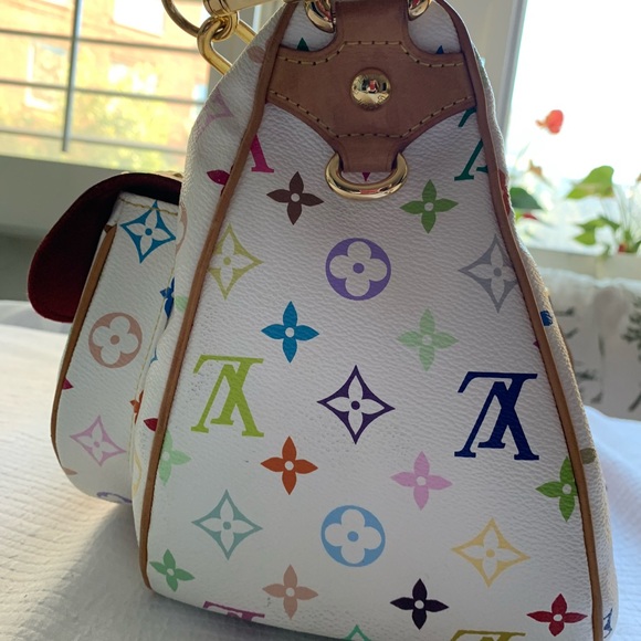Authentic Louis Vuitton  large Takashi Murakami muti color white bag - Picture 3 of 5